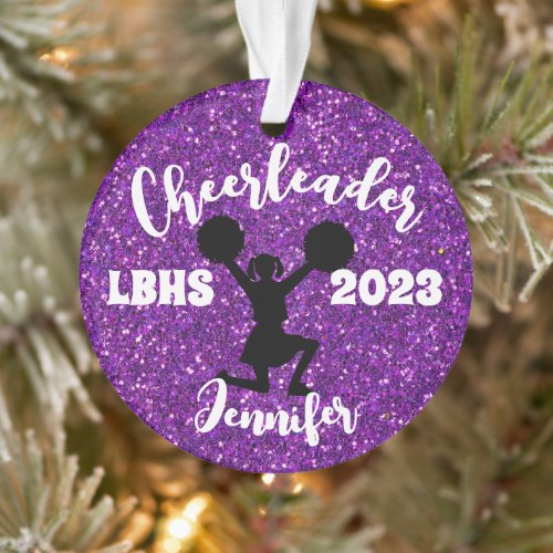 Personalized Black  Purple Cheerleading Ornament 
