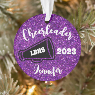 Personalized Black & Purple Cheerleading Ornament