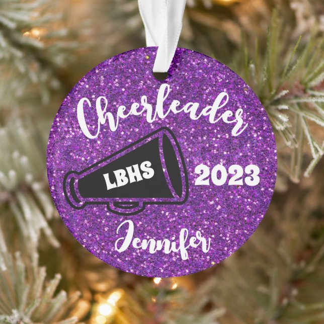 Personalized Black & Purple Cheerleading Ornament  (Tree)