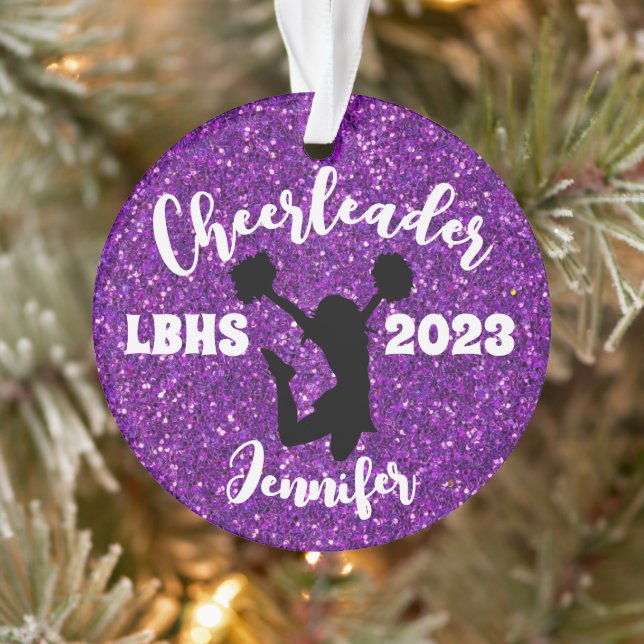 Personalized Black & Purple Cheerleading Ornament  (Tree)