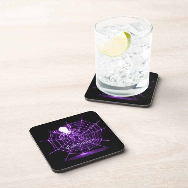 Personalized Black & Purple Spider Web  Coasters (Right Side)