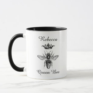 Personalized Black Queen Bee with Crown Mug