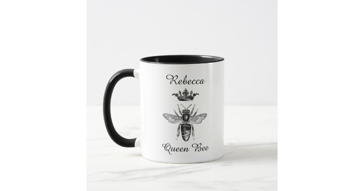 Personalized Black Queen Bee with Crown Mug | Zazzle.com