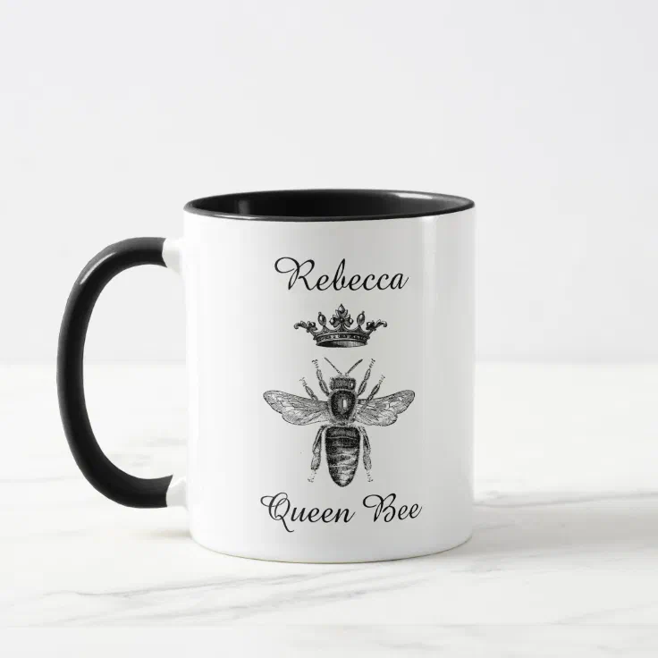 Personalized Black Queen Bee with Crown Mug | Zazzle