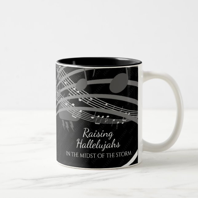 Personalized Black RAISING HALLELUJAHS Christian Two-Tone Coffee Mug (Right)