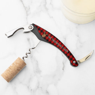 Personalized Black Red Buffalo Lumberjack Plaid Waiter's Corkscrew