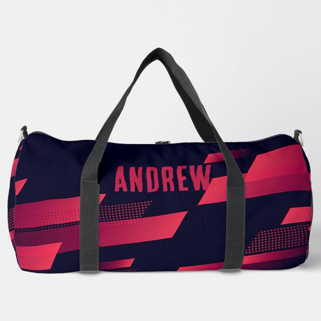 Personalized Black & Red Duffle Bag (Front)