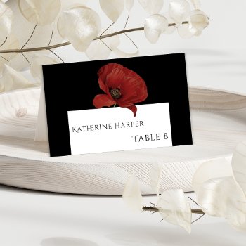 Personalized Black Red Floral Wedding Place Cards by californian_dreamer at Zazzle