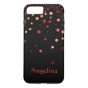 Personalized Black Red Glitter Faux Confetti iPhone 8 Plus/7 Plus Case