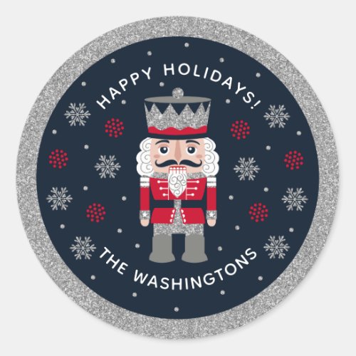 Personalized Black Red Glitter Nutcracker Sticker