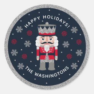 Personalized Black Red Glitter Nutcracker Sticker