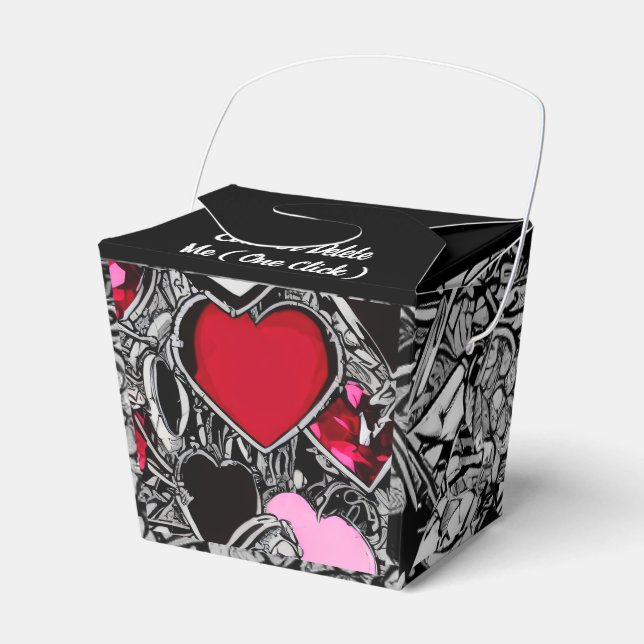 Personalized Black & Red Heart Illus Favor Box (Front Side)
