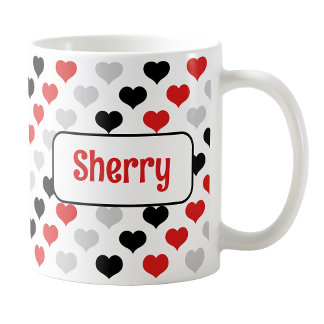 Personalized Black Red Hearts Mug