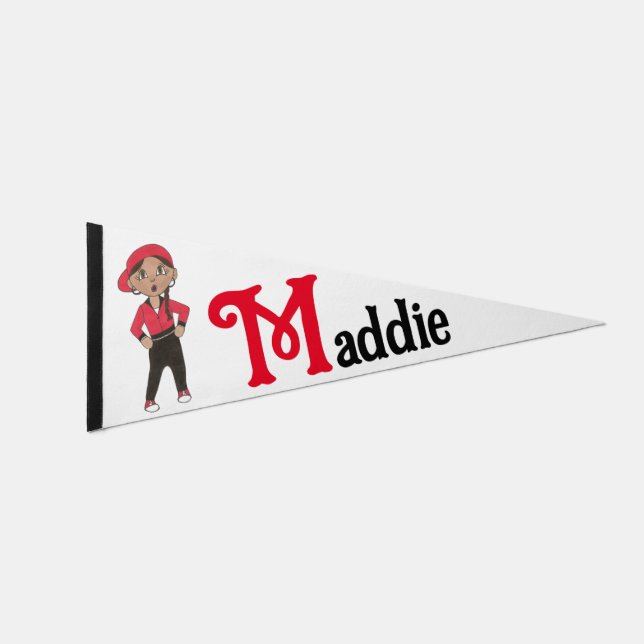 Personalized Black Red Hiphop Hip Hop Dancer Girl Pennant Flag (Front)