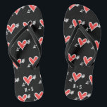 Personalized Black & Red Love Heart Flip Flops<br><div class="desc">Love heart wedding flip flops.</div>