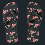 Personalized Black & Red Love Heart Flip Flops<br><div class="desc">Love heart wedding flip flops.</div>