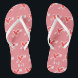 Personalized Black & Red Love Heart Flip Flops<br><div class="desc">Love heart wedding flip flops.</div>
