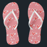 Personalized Black & Red Love Heart Flip Flops<br><div class="desc">Love heart wedding flip flops.</div>