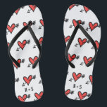 Personalized Black & Red Love Heart Flip Flops<br><div class="desc">Love heart wedding flip flops.</div>