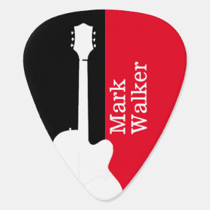 Personalized Black Red Monogrammed Guitar Picks