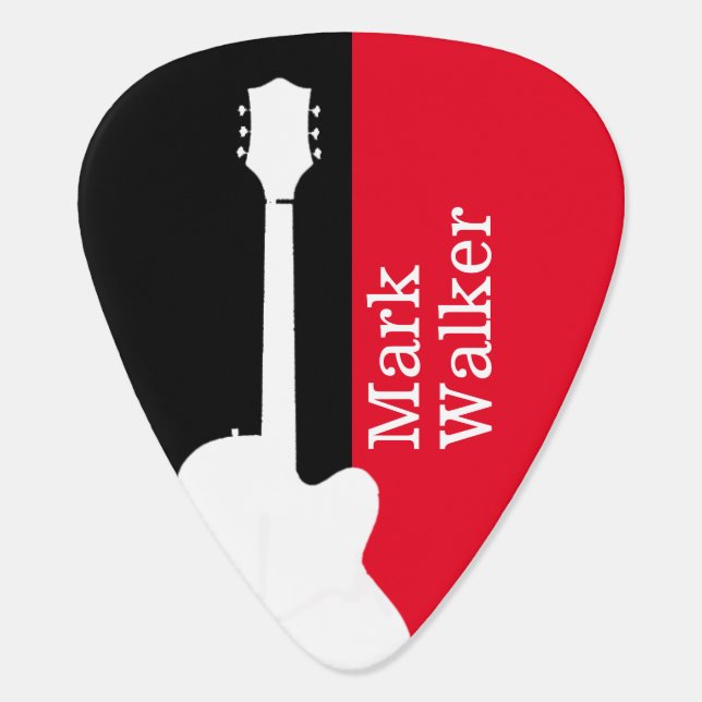 Personalized Black Red Monogrammed Guitar Picks (Back)
