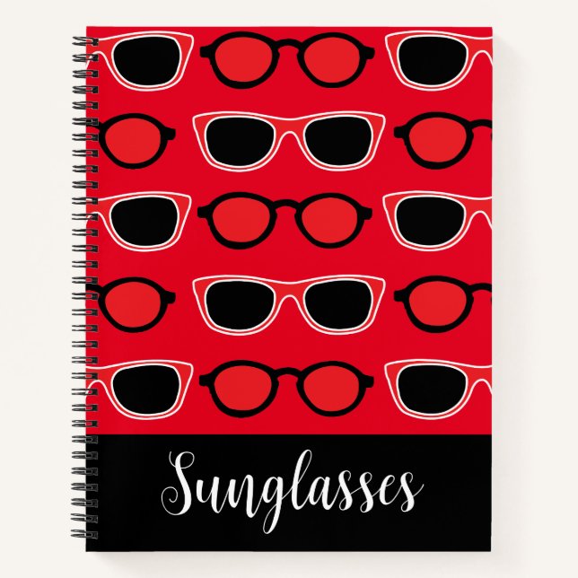 Personalized Black Red Sunglasses  Notebook (Front)