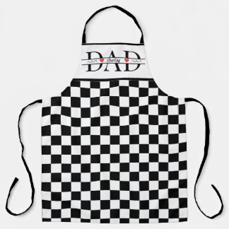 Personalized Black Retro Checkered Dad Best Chef Apron