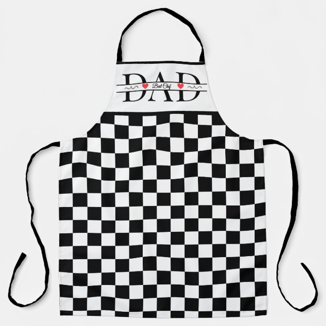 Personalized Black Retro Checkered Dad Best Chef Apron (Front)