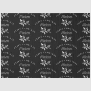 Personalized Black Retro Merry ChristmasMonogram Tissue Paper