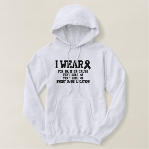 Personalized Black Ribbon Awareness Embroidery Embroidered Hoodie