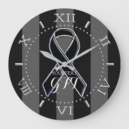 Personalized Black Ribbon Awareness on a Large Clock