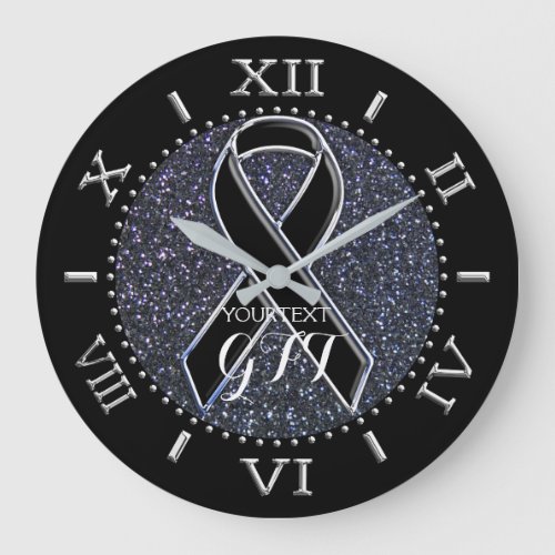 Personalized Black Ribbon Awareness on a Large Clock