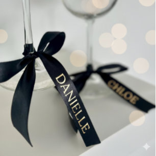 Personalized Black Ribbon with Gold Name Text