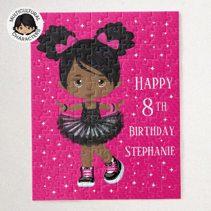 Personalized Black Rocking Ballerina Jigsaw Puzzle