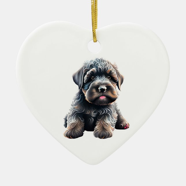 Personalized Black Russian Terrier Puppy Dog Ceramic Ornament (Front)