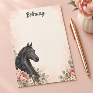 Personalized Black Saddlebred Blush Peony Post-it Notes