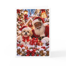 Personalized Black Santa and Persian Cat Christmas