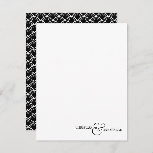 Personalized Black Scallop Couples Stationery  Note Card