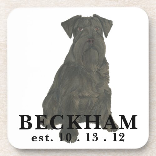 Personalized Black Schnauzer Beverage Coaster