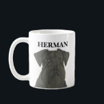 Personalized Black Schnauzer Coffee Mug<br><div class="desc">I am in love with this beautifully detailed watercolor illustration of a black schnauzer! Personalize these mugs and tumblers with your name or monogram and even and change the handle color to compliment your decor! Shop the rest of my collection for the sweetest housewarming, bridal shower, teacher, mother-in-law, husband, boyfriend,...</div>