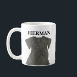 Personalized Black Schnauzer Coffee Mug<br><div class="desc">I am in love with this beautifully detailed watercolor illustration of a black schnauzer! Personalize these mugs and tumblers with your name or monogram and even and change the handle color to compliment your decor! Shop the rest of my collection for the sweetest housewarming, bridal shower, teacher, mother-in-law, husband, boyfriend,...</div>