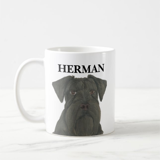 Personalized Black Schnauzer Coffee Mug (Left)