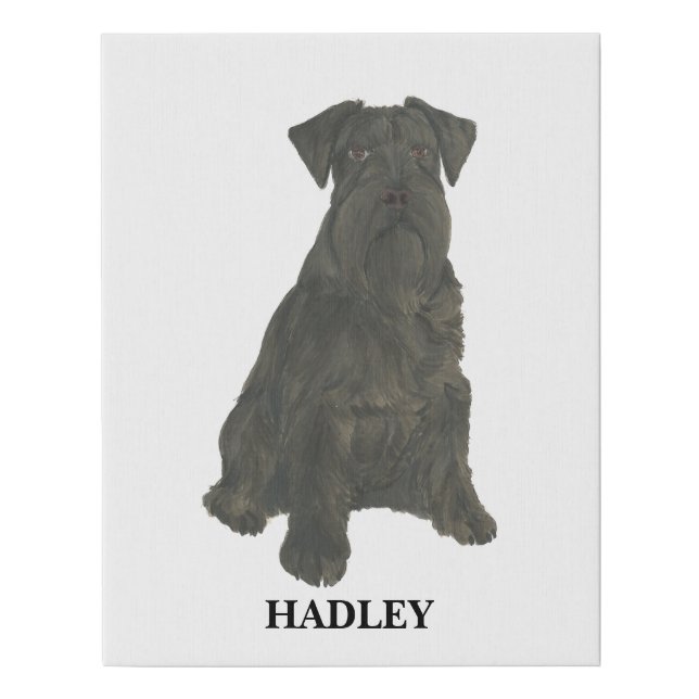 Personalized Black Schnauzer Faux Canvas Print (Front)