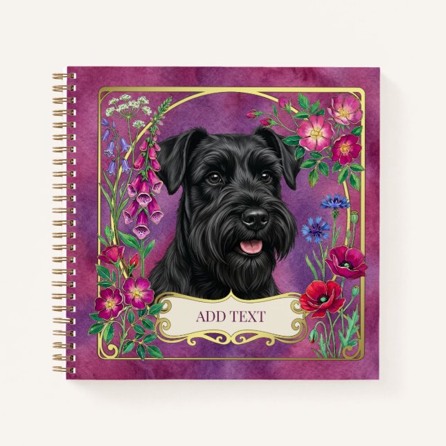 Personalized Black Schnauzer Pink Notebook (Front)