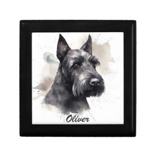 Personalized Black Scottish Terrier Dog Watercolor Gift Box