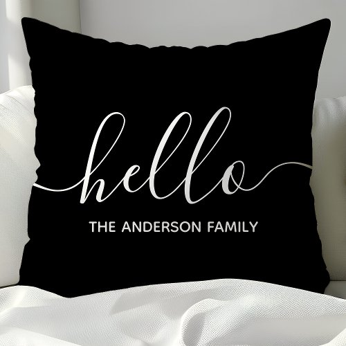 Personalized Black Script Hell Throw Pillow