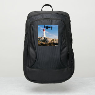 Personalized Black Script Lettering Custom Photo Port Authority® Backpack