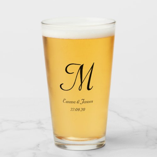Personalized Black Script Monogram Name Bar Glass