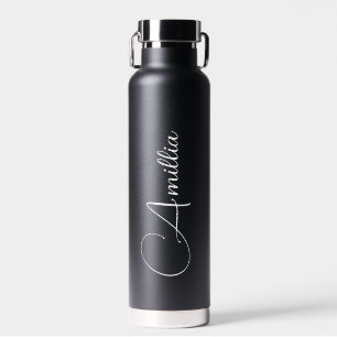Personalized Black Script  Wedding Water  Bottle