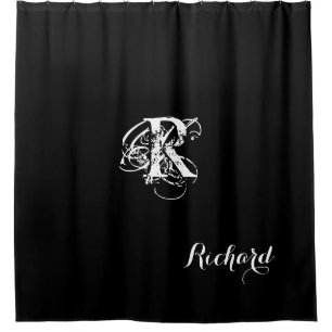 Personalized Black Shower Curtain